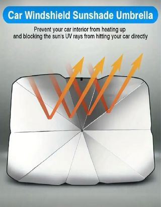 Parasol Plegable Coche Cuero Sintético Negro