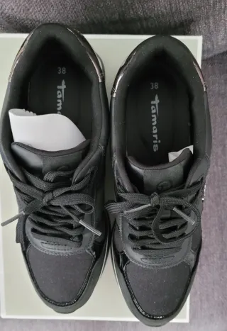 Sneakers Tamaris donna nere e argento