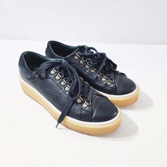 Mint & Rose/ Deportivas cuero genuino negro 38