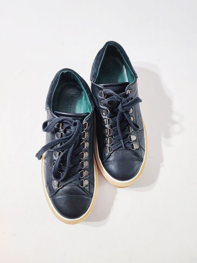 Mint & Rose/ Deportivas cuero genuino negro 38