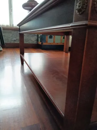 Mesa de centro madera y cristal ovalado