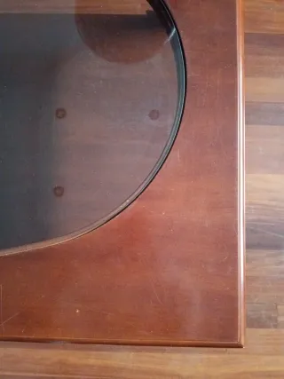 Mesa de centro madera y cristal ovalado