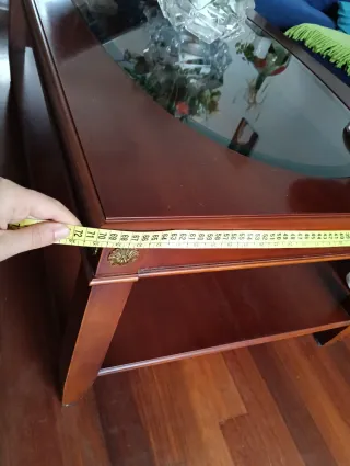 Mesa de centro madera y cristal ovalado