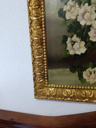 Óleo sobre tabla con marco dorado