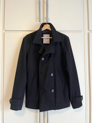 Abrigo Peacoat Lana Negro Hombre