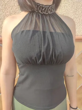 Top Joya Cuello Negro