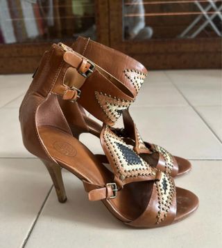 Sandalias ASH piel camel étnicas