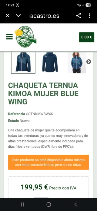 Chaqueta Ternua Kimoa Azul Mujer Talla XS