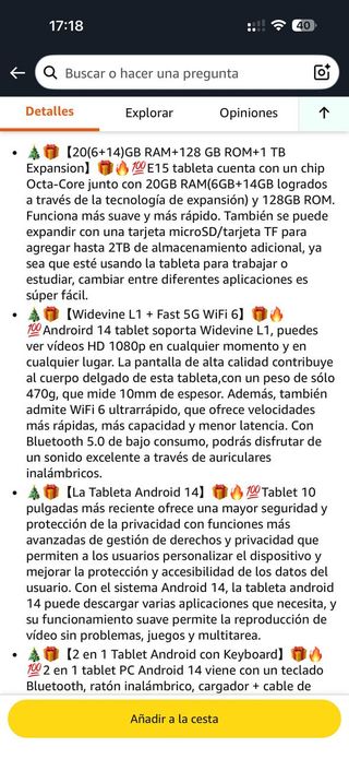 DEERTiME Tablet 10 Pulgadas Android 14 con 20GB RA