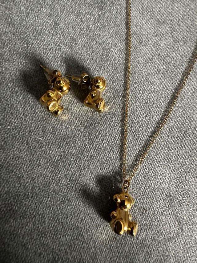 Conjunto collar y pendientes oso