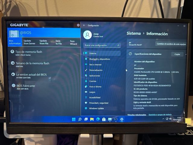 Gigabyte H110M-S2H + CPU G4400 + 4GB DDR4