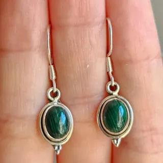 Pendientes Plata 925 con Malaquita