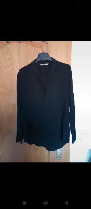 Camisa Stradivarius Negra Manga Larga