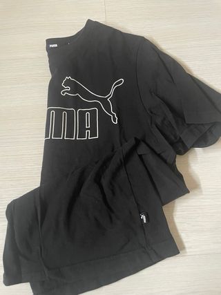 Camiseta Puma Negra Logo Blanco