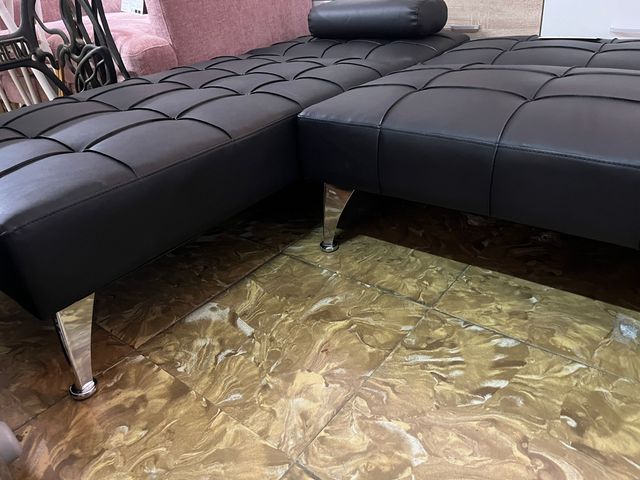 Sofá Cama Chaise Longue Reversible Negro 3 plazas