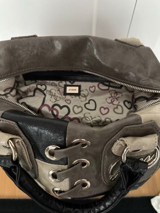 Bolso Guess Piel Beige, Negro, Gris