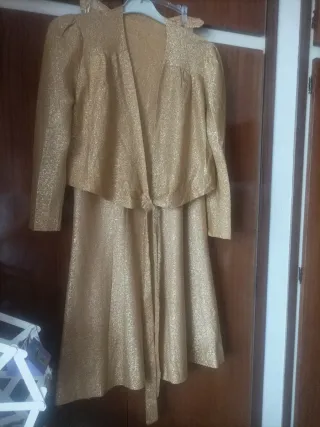 Conjunto lamé dorado 2 piezas fiesta