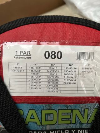 Cadenas para nieve 9 m/m talla 80