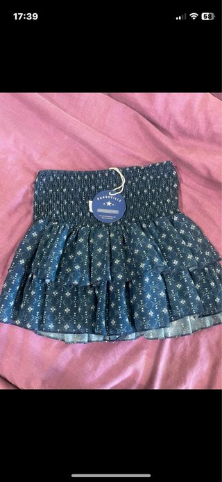 Falda Brookville azul con estampado blanco