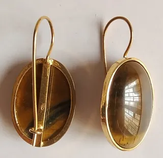 Orecchini Occhio di Tigre Ovali Dorati