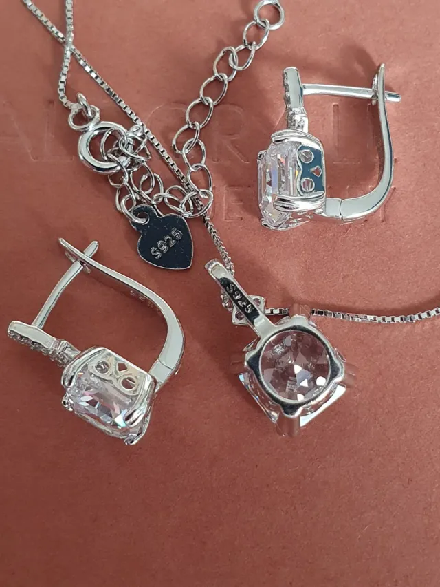 Conjunto PLATA Y CIRCONITAS.REGALO NAVIDAD.
