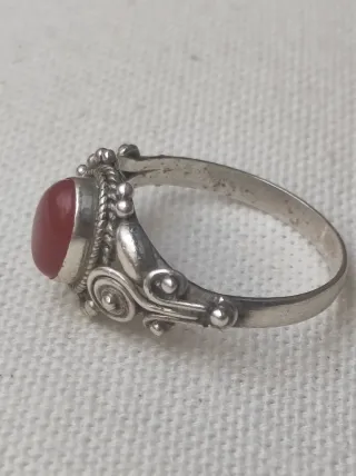 Anillo antiguo cornalina y plata