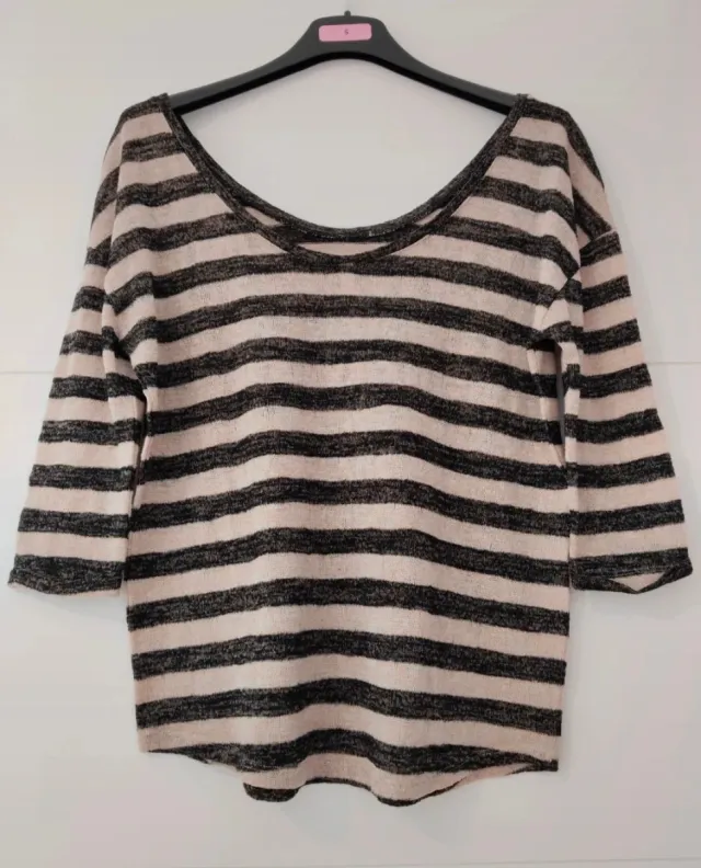 Jersey rayas beige y gris entretiempo