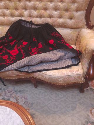 Falda regional bordada negro y rojo