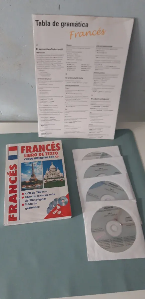 Francés libro de texto, 4 cd y tabla de  gramática