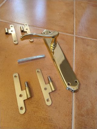 Juego picaportes latón