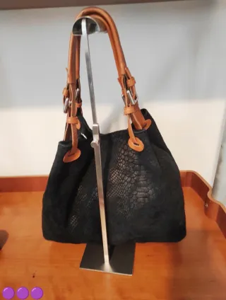 Borsa Artigianale Vera Pelle Nera