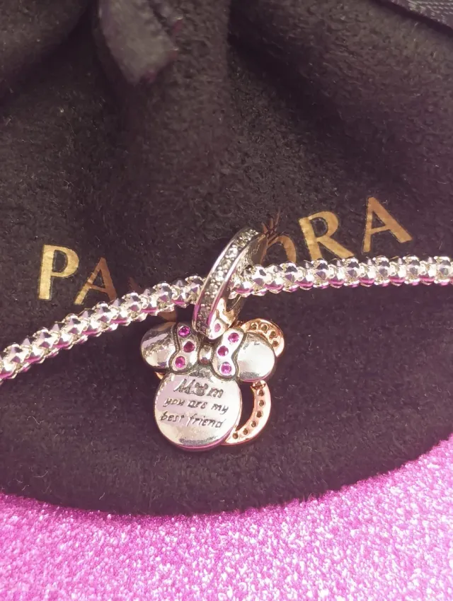 Charm Pandora Mickey Mouse Rosa y Circonitas
