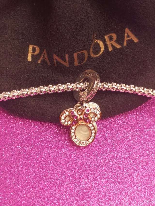 Charm Pandora Mickey Mouse Rosa y Circonitas