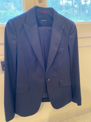 Traje Massimo Dutti Lana Raya Azul Marino