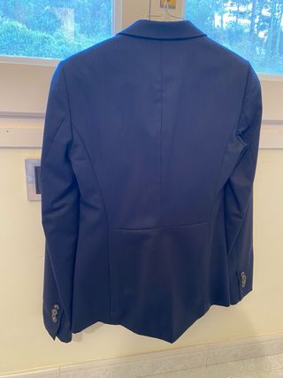 Traje Massimo Dutti Lana Raya Azul Marino