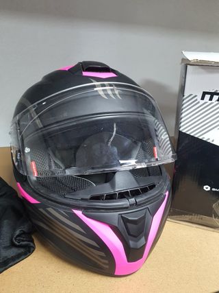 Casco integral MT negro y rosa