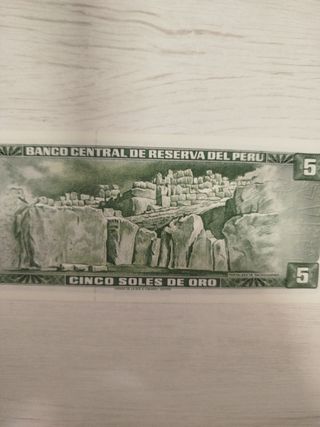 Billete 5 Soles de Oro Perú 1974