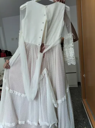 Vestido de Comunión Niña Blanco y Rosa