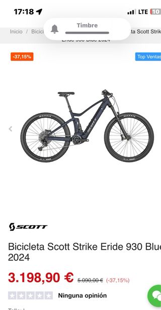 Bicicleta Scott Eléctrica Montaña Negra