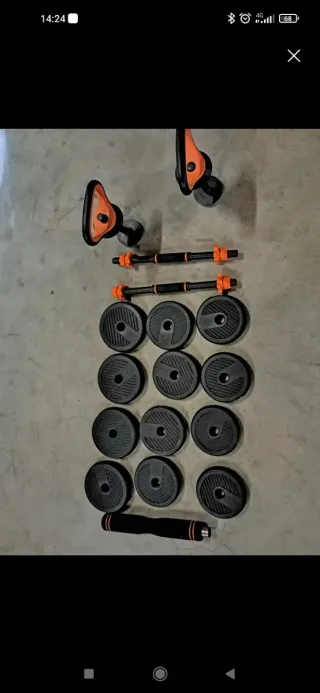 Juego de pesas y mancuernas ajustables