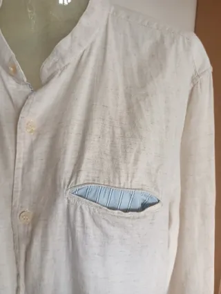 Camicia lino e cotone beige chiaro taglia L
