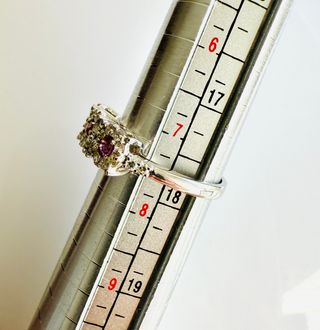 Anillo Oro Blanco 18K Rubíes y Diamantes Naturales