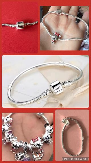PULSERA DE PLATA PARA CHARMS DIJES VENDO D DISNEY