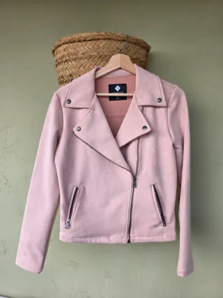 Chaqueta de ante rosa