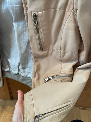 Chaqueta Piel Massimo Dutti Beige