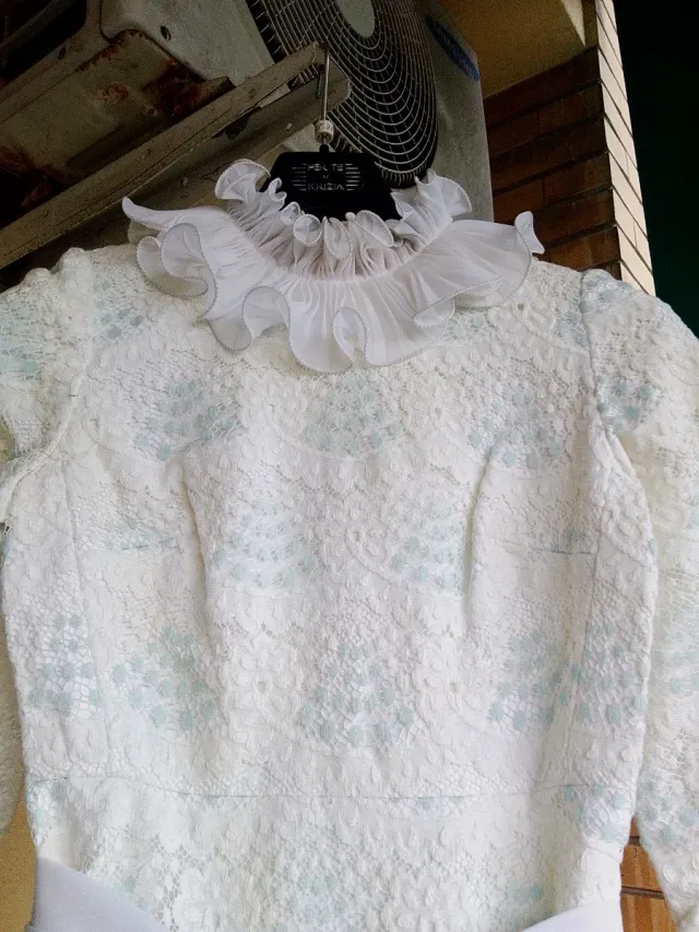 Abito sposa " linea imperiale " pizzo macramè fran