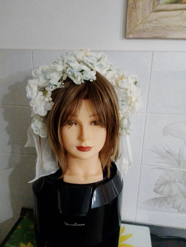 Abito sposa " linea imperiale " pizzo macramè fran