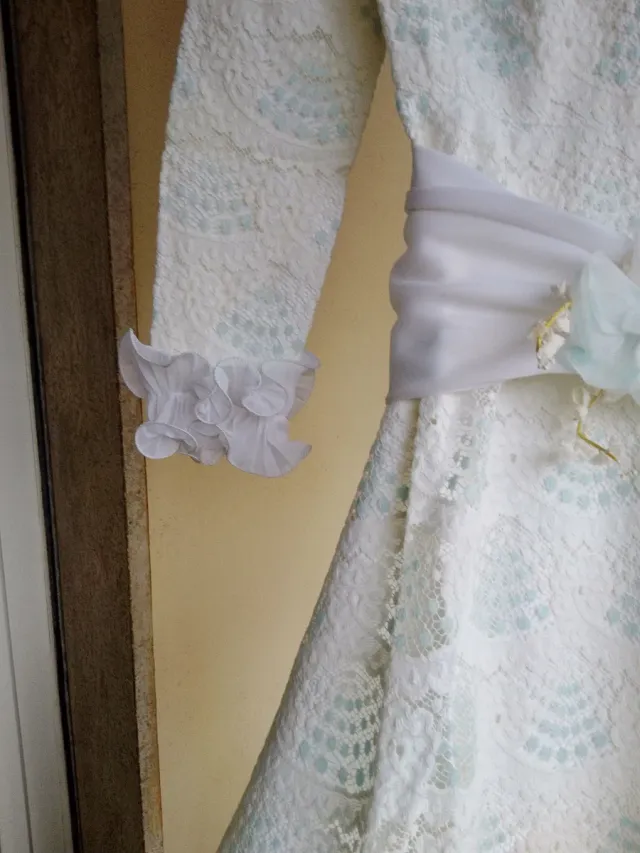 Abito sposa " linea imperiale " pizzo macramè fran