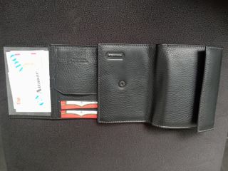 Cartera Billetera Piel Negra y Marrón