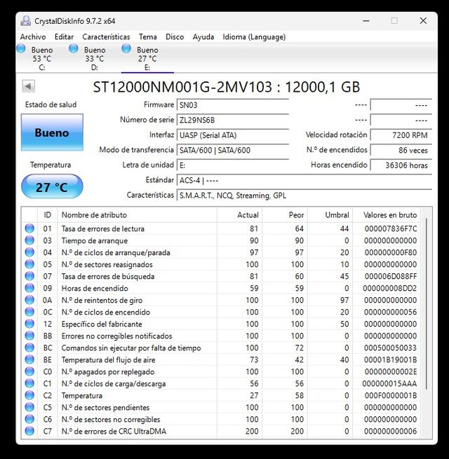 Disco Duro Seagate Exos 12TB 256MB Cache